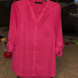 Hot pink button down worthington blouse